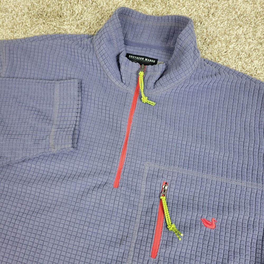 Southern Marsh Fieldtec Mens Medium Solid Purple Textured‎ Quarter Zip LS